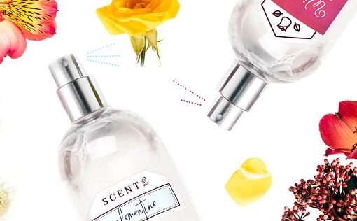 perfume bottles, flowers and fun little illustrations