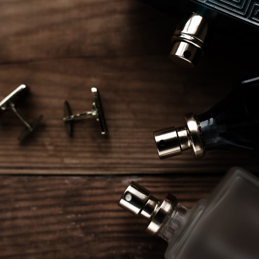 Stylish mens business accessories: cologne and cufflinks