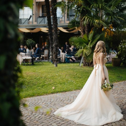 A girl in wedding gown