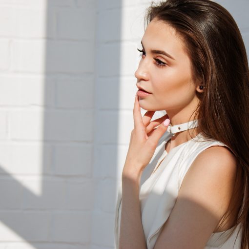 An attractive lady in white